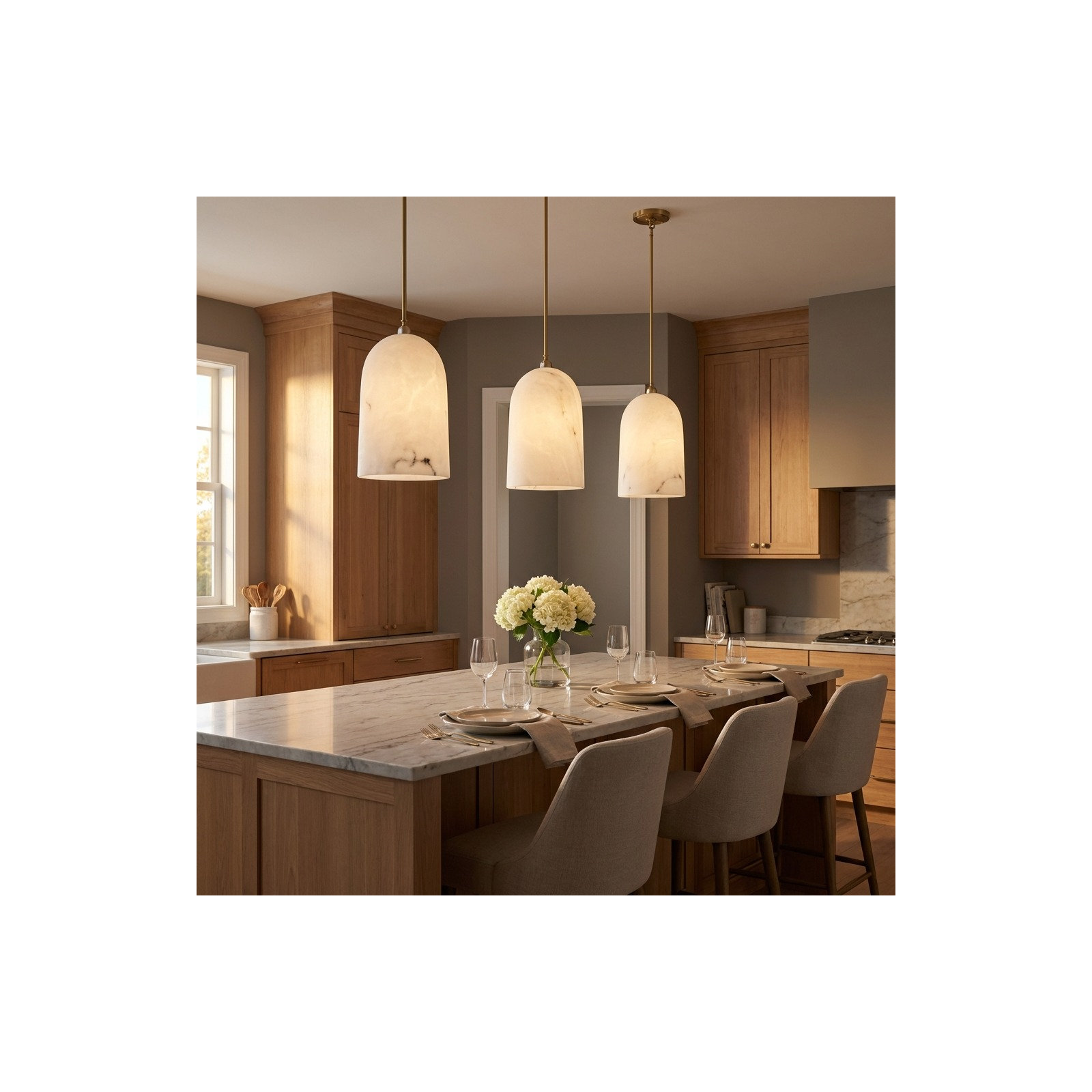 Philomena Pendant, Burnished Brass, 72.88" H x 18.13" W x 18.13" D