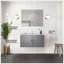 Meuble-lavabo polyvalent 36 po X P 22 po , Comptoir en quartz blanc, ensemble de robinets et Miroir à DEL-595295815