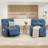 Modern Chenille Swivel Rocking Blue Recliner-591923469
