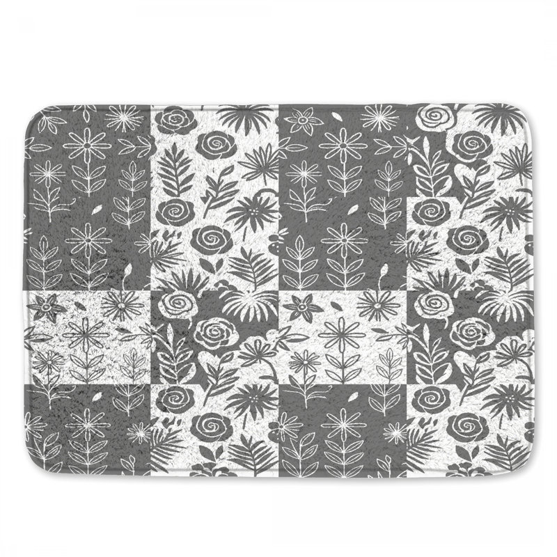 Tapis de bain Floral, L 34 po x L 21 po