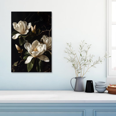 Magnolia Canvas Wall Art White Floral Painting Elegant Blossom Flowers Picture Prints Vintage Plant Artwork Home Decor(Picture-5, (16.00" X 24.00"))