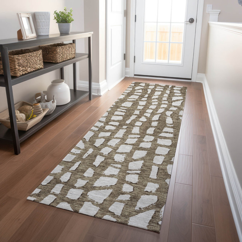 Premium Machine Washable Prisco Brown Rug, Runner 2'3" x 7'6"