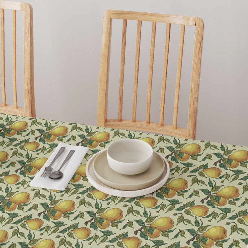 Square Tablecloth, 100% Cotton, 52X52", Painted Pear Tree, 120" L x 60" W