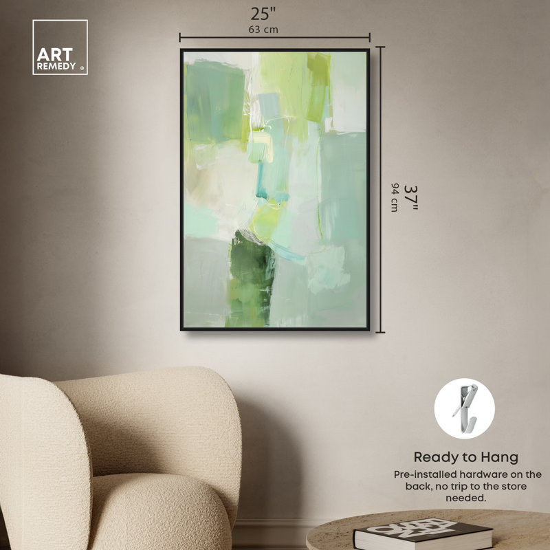 «Mint Pastures I», reproduction d'art sur toile encadrée par Art Remedy, cadre noir, 24 x 36, 37"H x 25"W, Black Frame