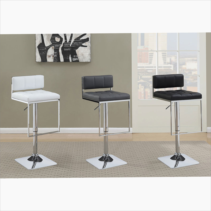 Chrome and White Adjustable Bar Stool