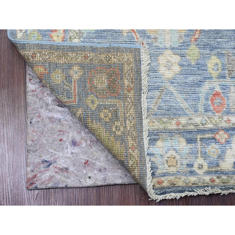 Tapis de couloir bleu en laine noué à la main 2 pi 9 po x 9 pi 9 po 36F40BF4BC4C41299D9A08E40C3183C9