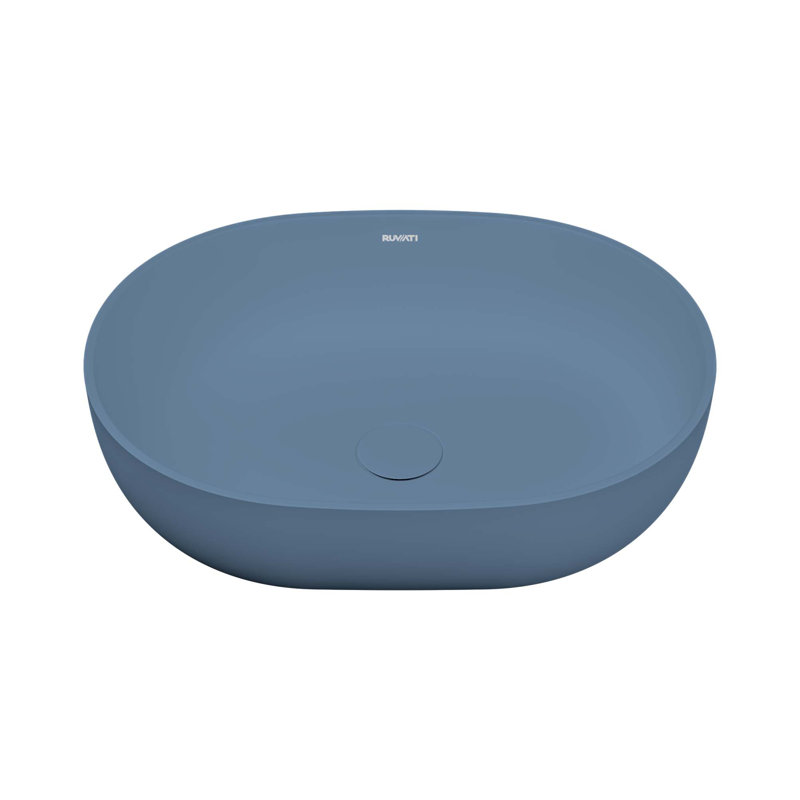 Lavabo vasque de salle de bain moderne à surface solide de 19 pouces Ruvati EpiStone, Bleu pacifique