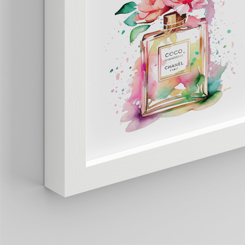 Flacons de parfum français - ensemble de 4 reproductions de cadres photo, H 16 po x l 12 po, Blanc