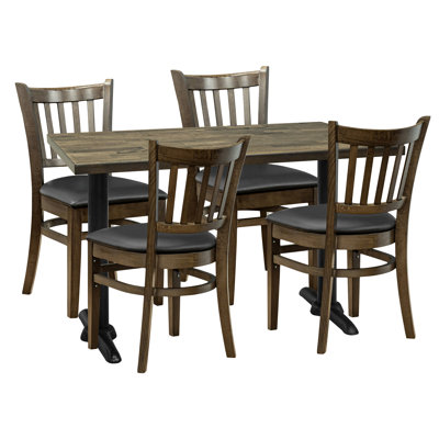 Jessica 4 - Person Solid Wood Solid Wood Top Double Pedestal Dining Set