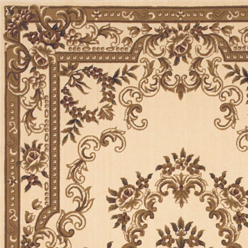Tapis ivoire Corinthian Aubusson, Rectangle 2 pi 3 po x 3 pi 3 po