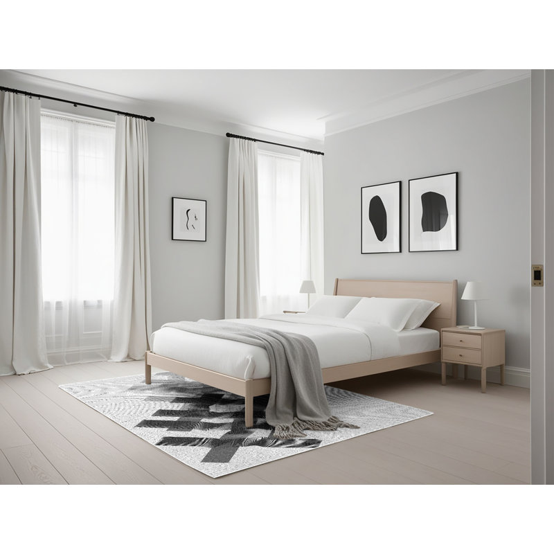 Tapis noir/gris à motifs Royceton, Rectangle 5 pi x 7 pi