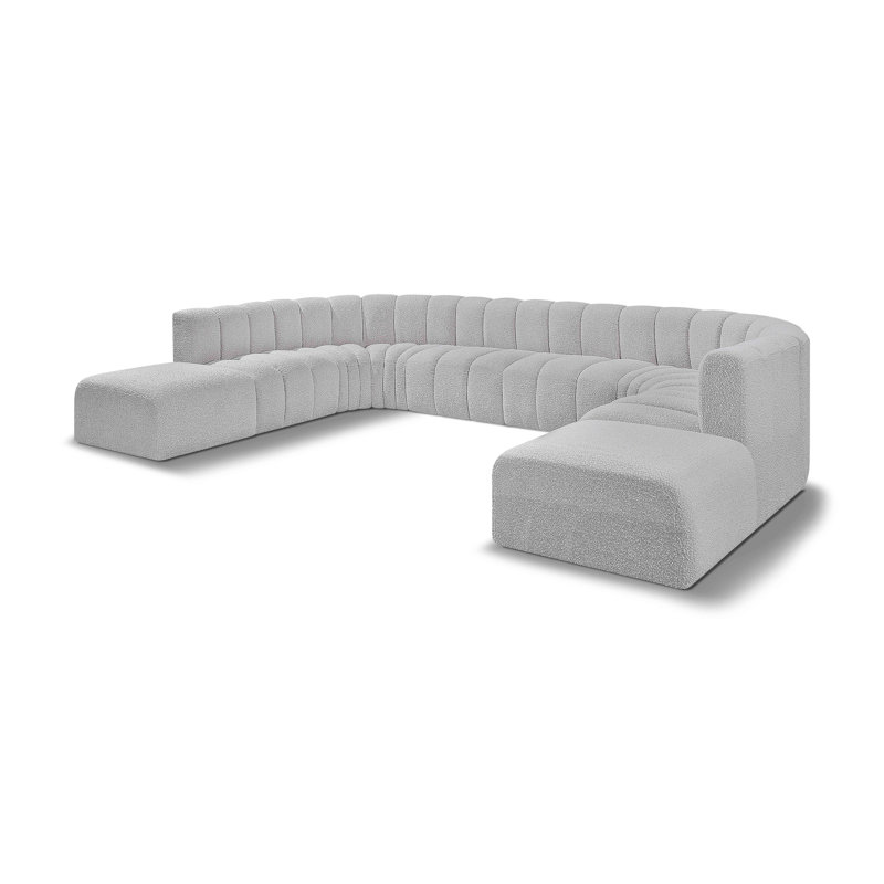 Canapé Hurlburt, Tissu gris bouclé