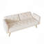 Canapé-lit long de 69,7 po recouvert de velours beige, avec garniture cloutée et accompagné d'un coussin décoratif assorti-1609339488