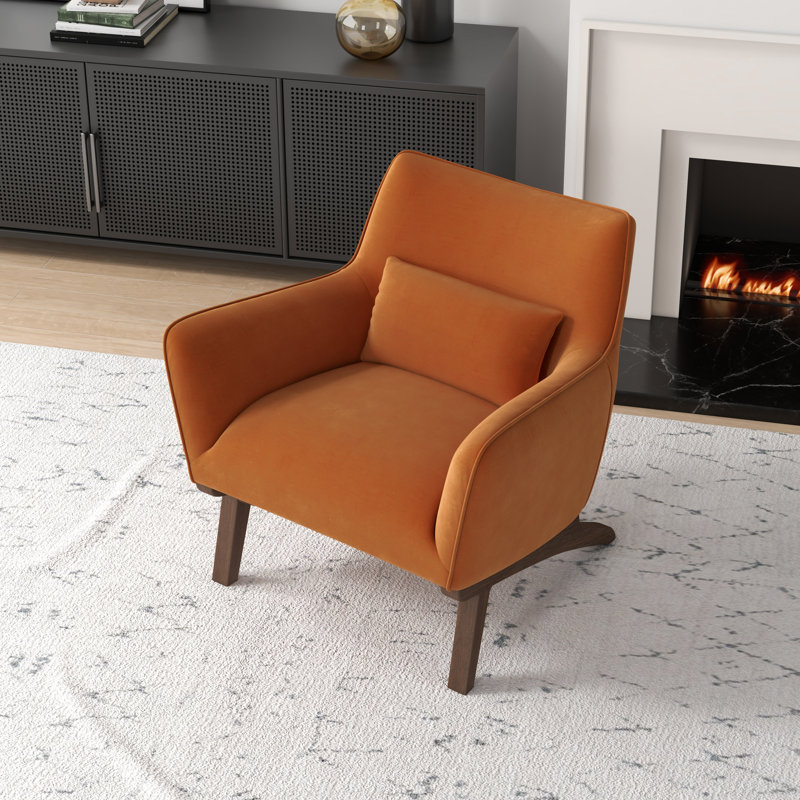 Louisville Velvet Accent Chair, Burnt Orange Velvet