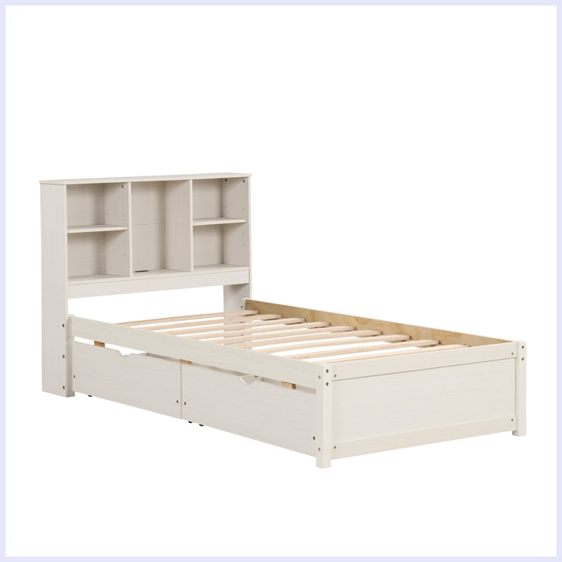 Lit plateforme Caythan, Blanc délavé