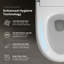 Toilettes bidet intelligentes Bradley, accessibles aux personnes à mobilité réduite, à chasse d'eau double et mains libres, avec réservoir intégré et finitions blanches.