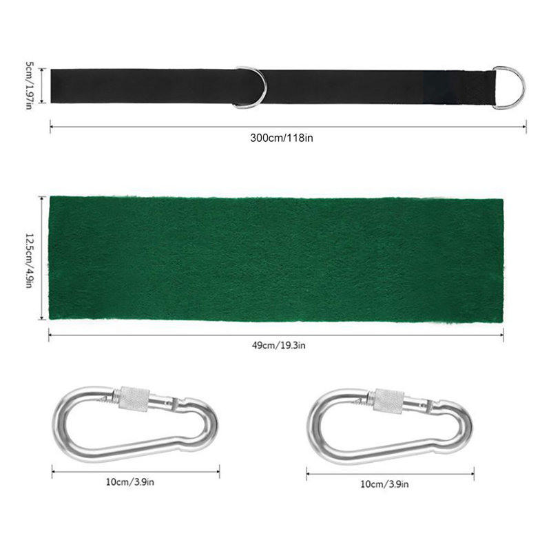 Tree Strap Set Including 2 10Ft Straps + 2 Buckles + Matching Green Tree Pad + Storage Bag Suitable For All Types Of Hammocks And Hanging Chairs