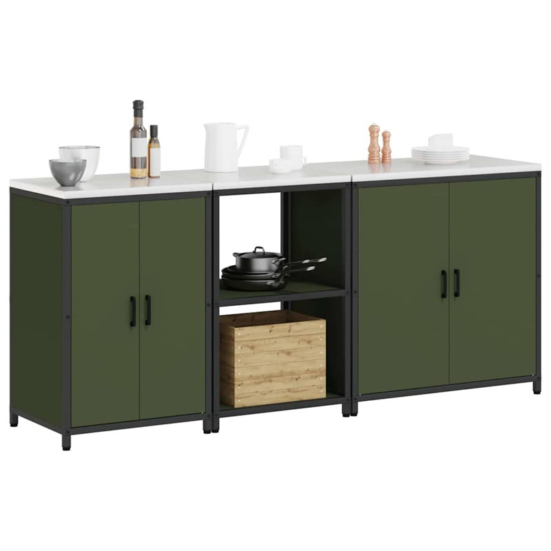 Kitchen Cabinet Set, Olive Green