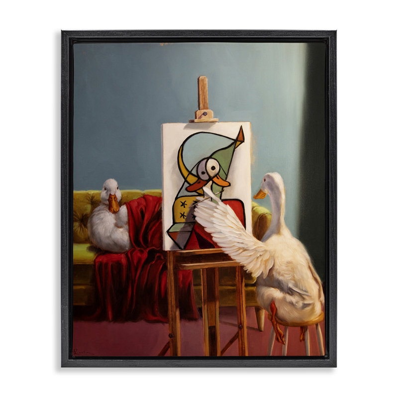 Cadre flottant canard Duckcasso, par Lucia Heffernan, Noir, H 21 po x l 17 po