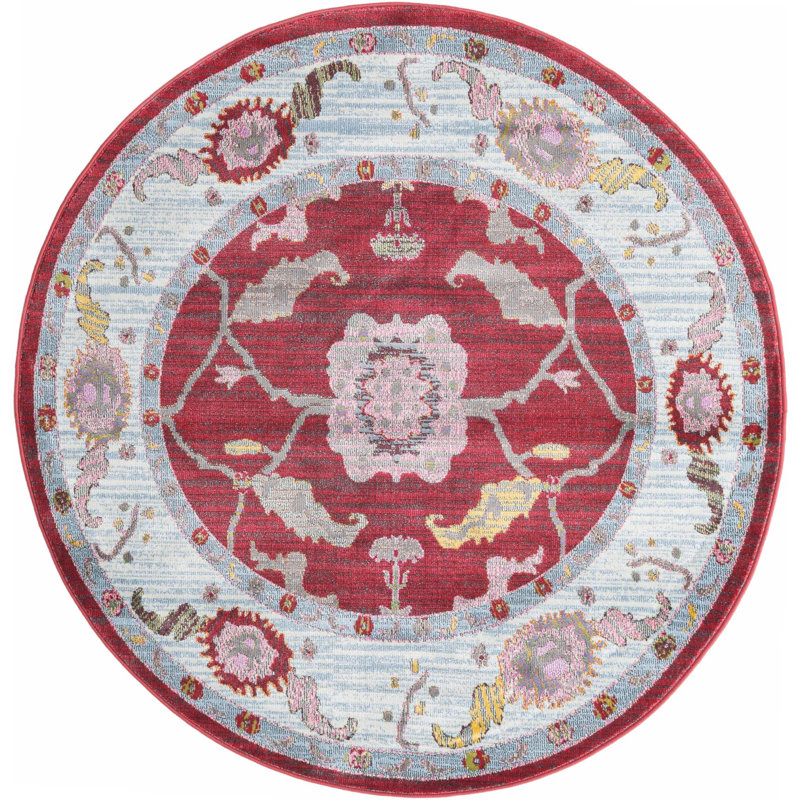 Tapis rouge transitionnel Marvella, Rond 5 pi 5 po