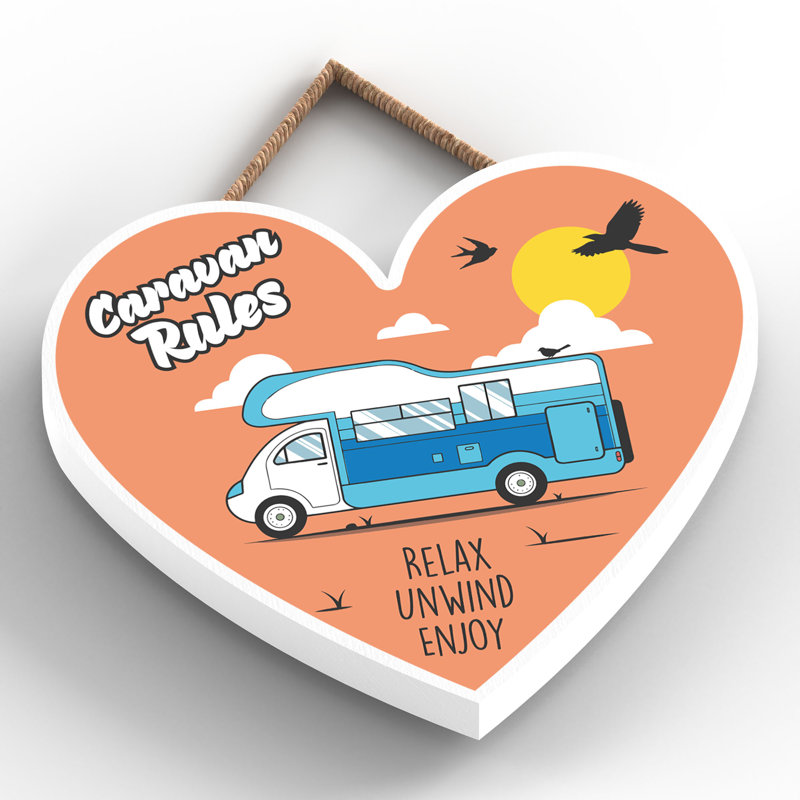 Caravan Rules - Novelty Print on MDF, 9cm H x 10cm W x 0.5cm D