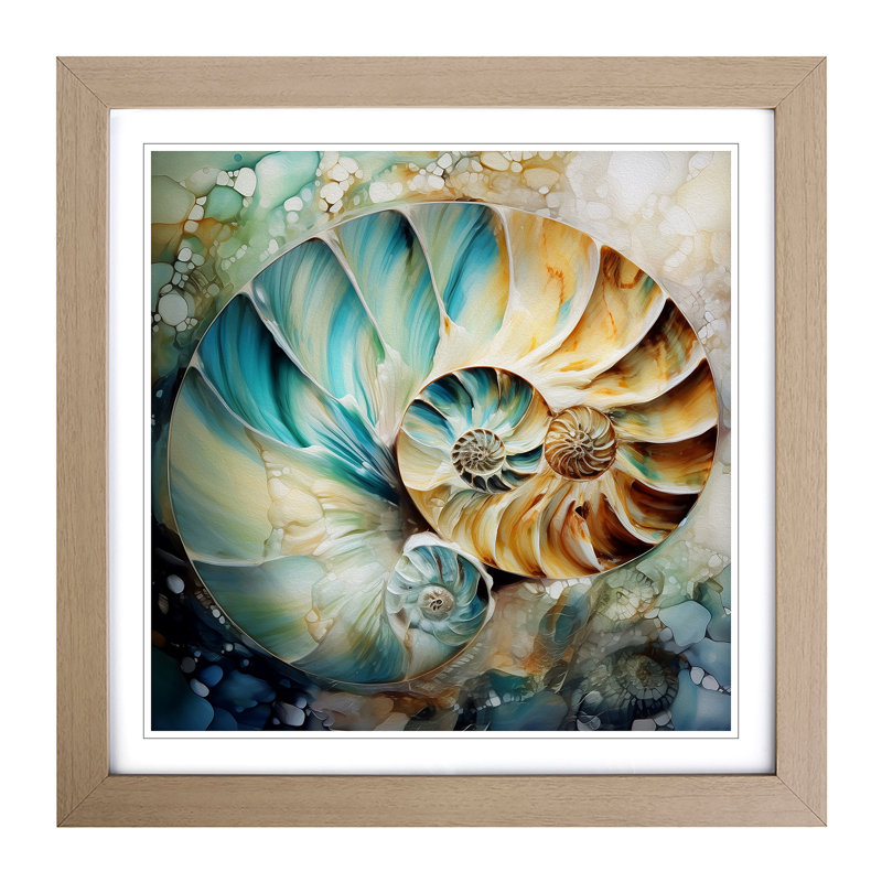 Seashell Abstract Art - Framed Print, Oak