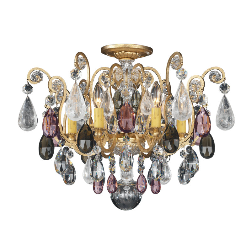Renaissance Semi Flush Mount, Clear Rock Crystal, Heirloom Gold