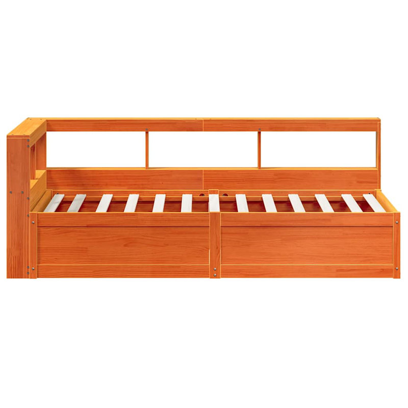 Solid Wood Storage Bed, Wax Brown