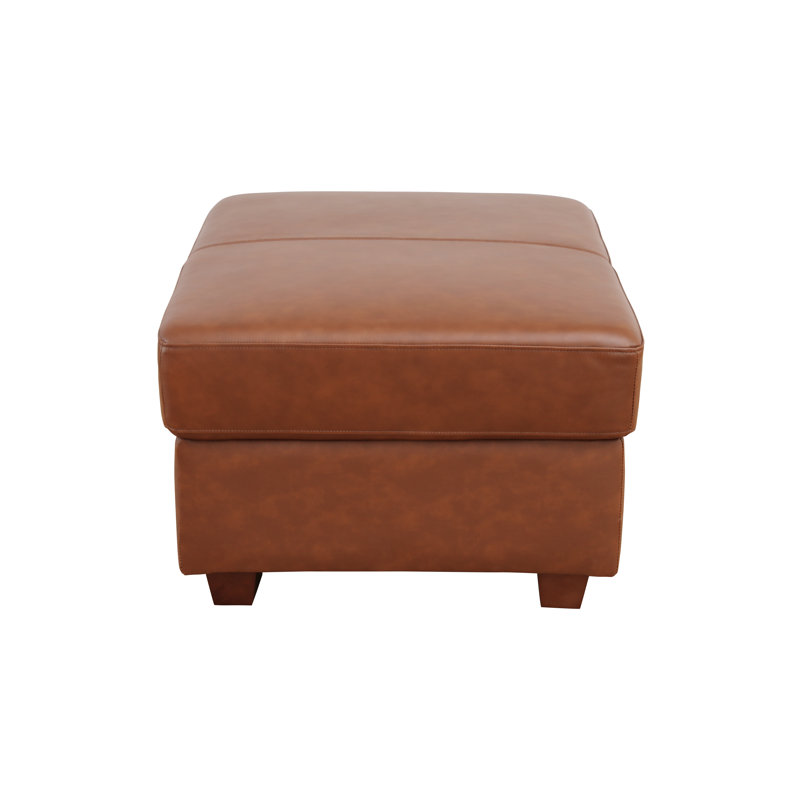 36.3" Genuine Cowhide Leather Ottoman, Brown Genuine Leather