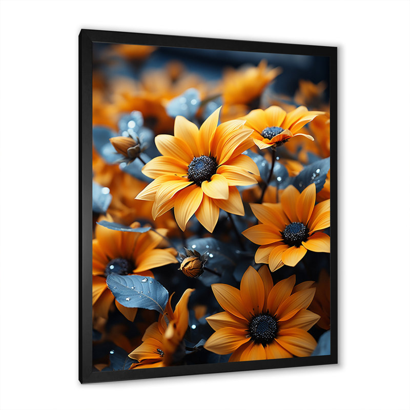 Tournesols jaunes de Davani II - impression, H 20 po x l 12 po x P 1 po, Cadre photo noir
