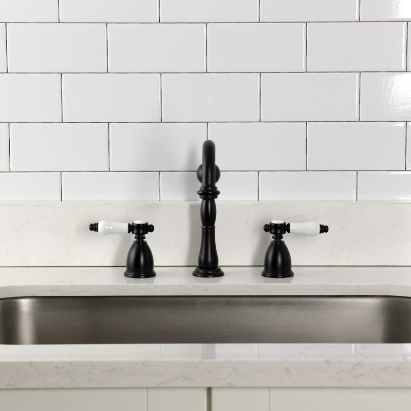 Kingston Brass Bel-Air Double-Handle Widespread Kitchen Faucet, Without Side Spray, Matte Black