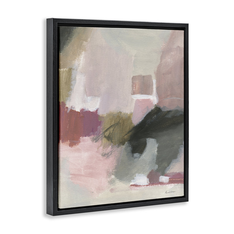 «Blush Tones Abstraction», art par Pamela Munger, Cadre flottant noir de jais, H 21 po x l 17 po