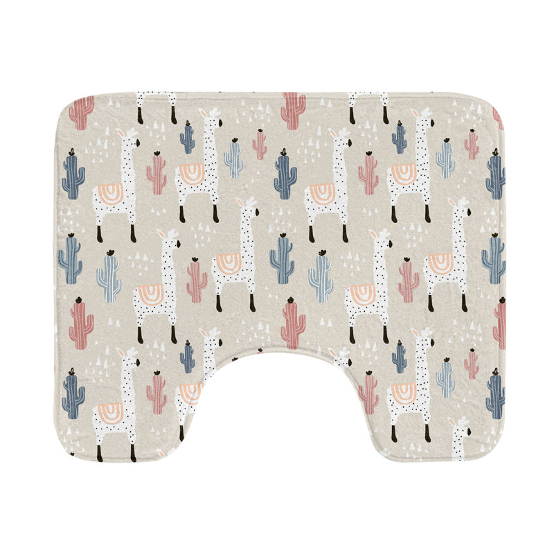 Tapis de salle de bain en forme de U Llama Multicolor
