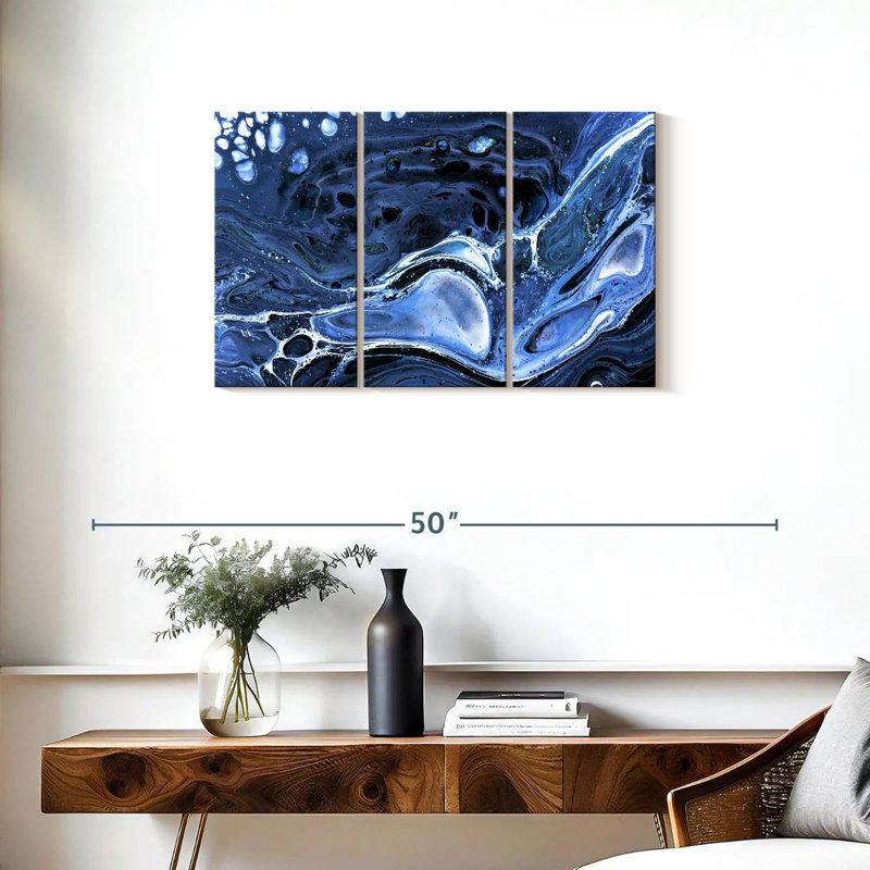 Avery Dark Blue Abstract, 20" H x 33" W