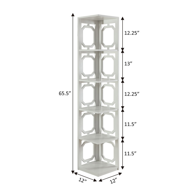 Minburn 65.50'' H x 12'' W Corner Bookcase, White