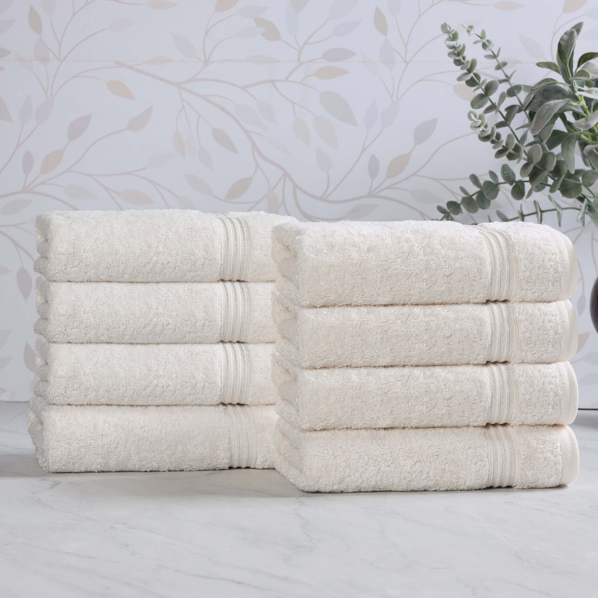 Oleg Egyptian-Quality Cotton Highly Absorbent Medium Weight Hand Towel Set, Ivory