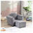 Kids Velvet Upholstered Armchair with Ottoman in Gray