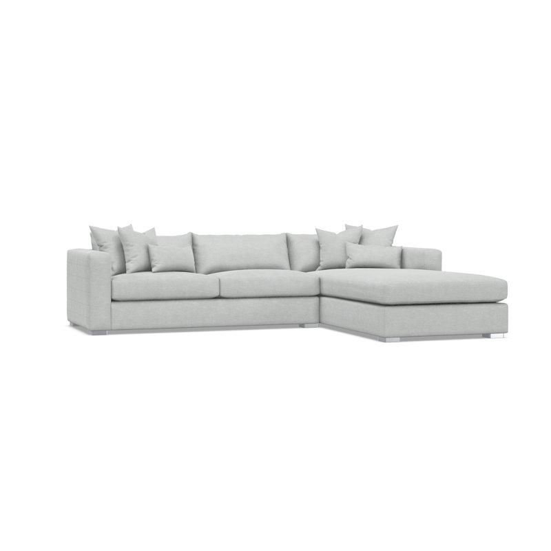 Chaise Sectional, Gray Polyester
