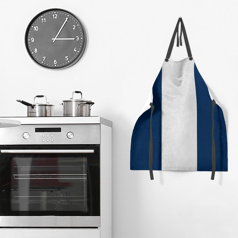 No Pattern Bib Apron, Navy Blue/White