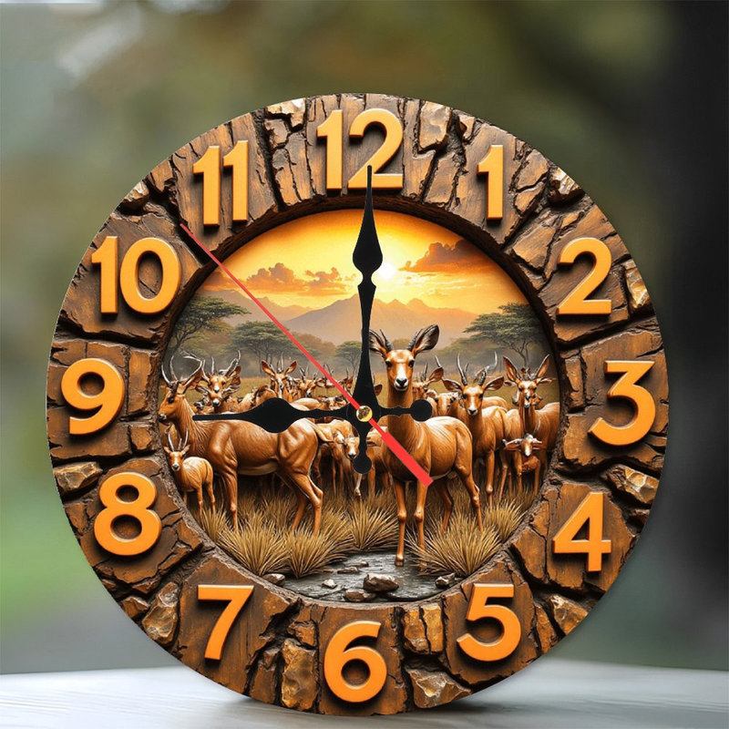 Horloge murale Safari Antelope Sunset