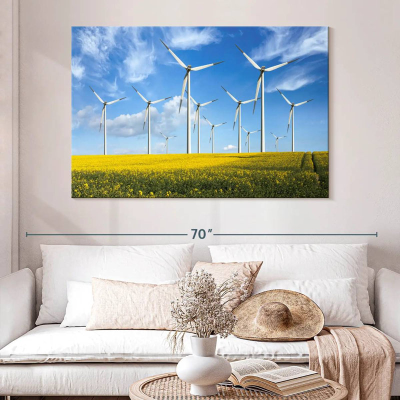 Lilie Wind Turbines In Field, 34" H x 51" W