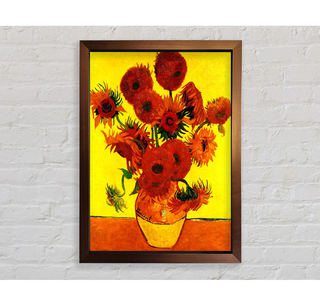 Stillleben Vase mit fünfzehn Sonnenblumen 3 von Vincent Van Gogh - Einzelne Bilderrahmen Kunstdrucke