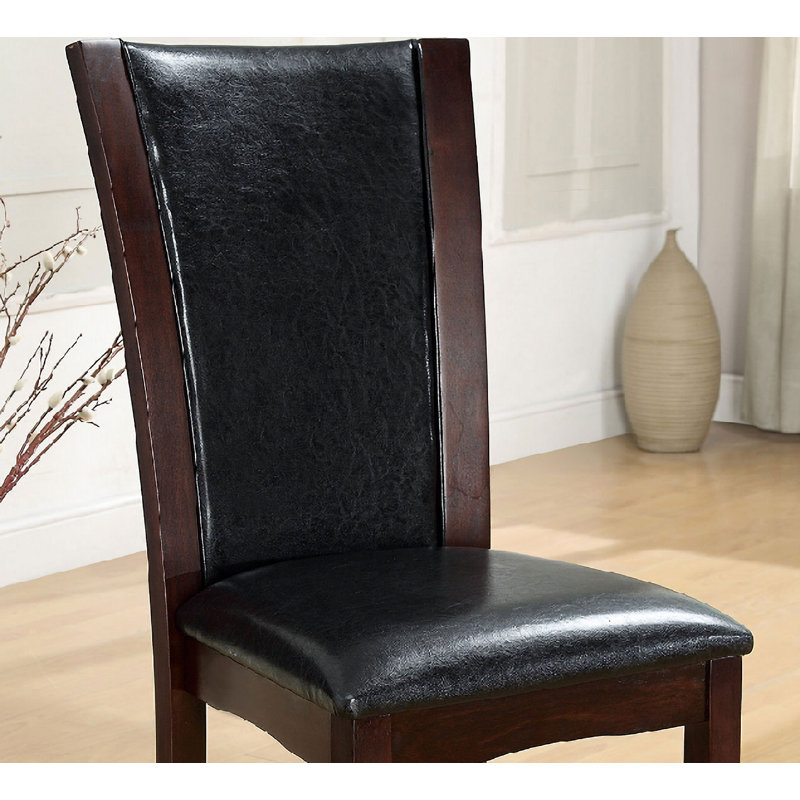 Gurmukh Upholstered Solid Wood Side Chair, Black, Dark Cherry