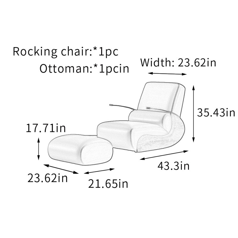 Chaise berçante de salon en similicuir, Gris