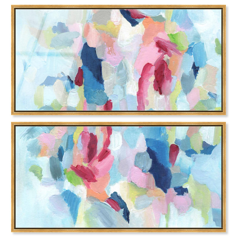 Calm Edge - Ira Comleva Fairford, grande reproduction encadrée en deux parties sur verre acrylique par Art Remedy, cadre doré, 46 x 23