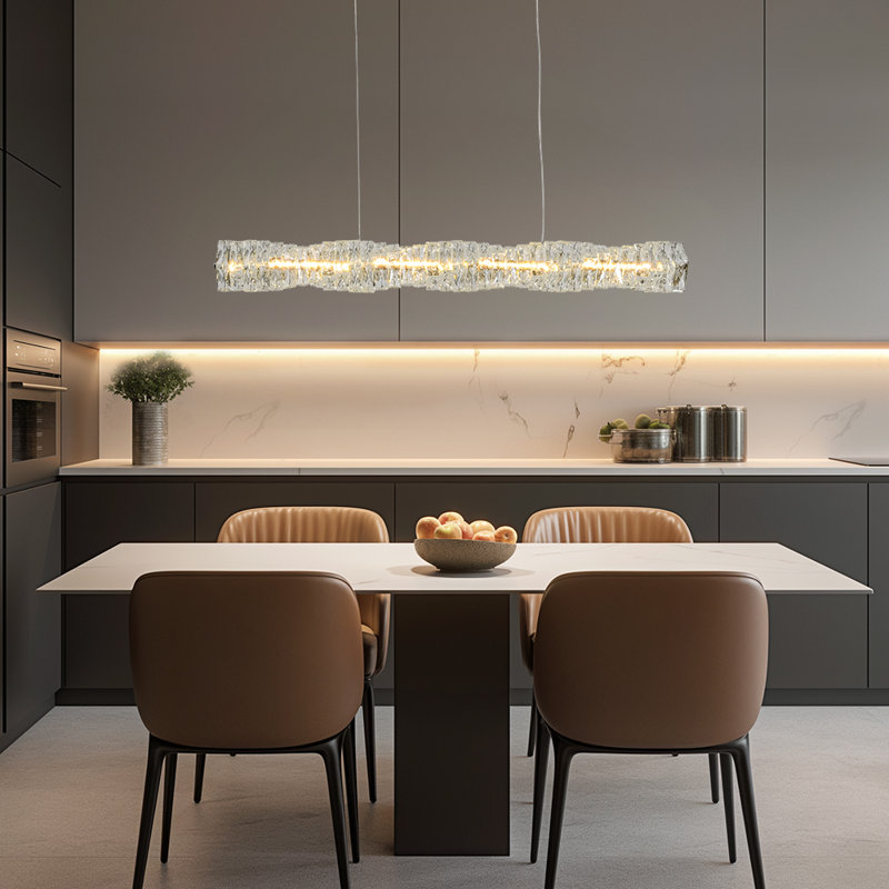 Luminaire suspendu moderne à DEL en cristal torsadé à intensité variable