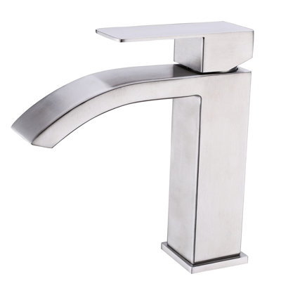 Single Handle Waterfall Bathroom Sink Faucet In Brushed Nickel - Rectangular Spout Creates Heavenly Effect Corrosion And Quality Finish Material For Plating Extra Large Forms Magnificent Outlet