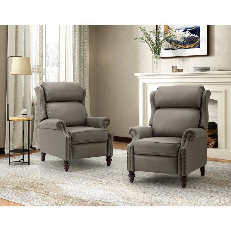 Fauteuil inclinable en cuir véritable Ambrosane, Cuir véritable colombe