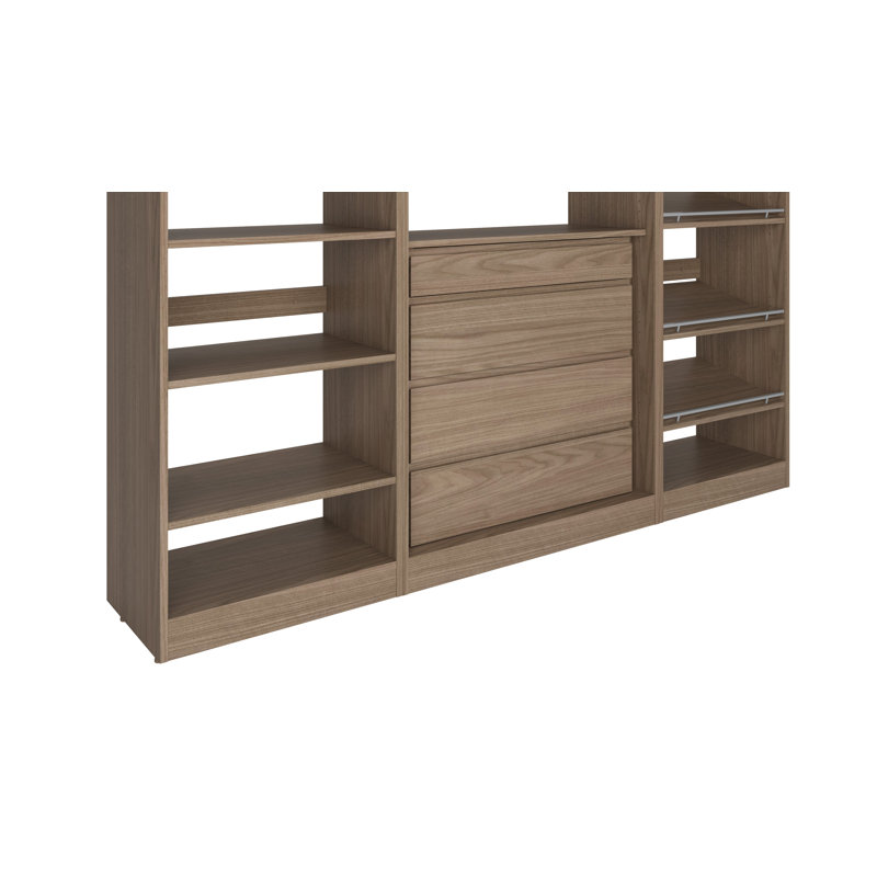 Closet System Reach-In Sets 24/36/24 Inches, 84"H x 84"W x 16"D, Brown