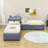 Lampart Twin Size L-Shaped Upholstered Platform Bed with Trundle and Two Drawers